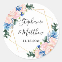 Casamento Geométrico Floral Rosa-Rosa-Esbranquiçad