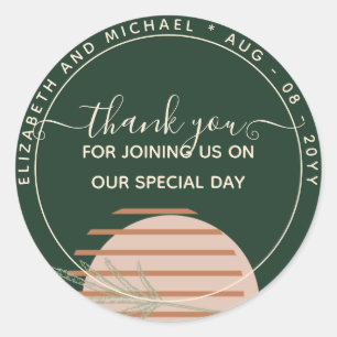 Adesivo Redondo Casamento Geométrico Japandi Abstrato Escandinavo