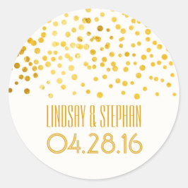 Adesivo Redondo Casamento Gold Foil Confetti