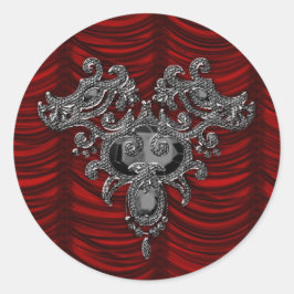 Adesivo Redondo Casamento Gótico da Seda Vermelha