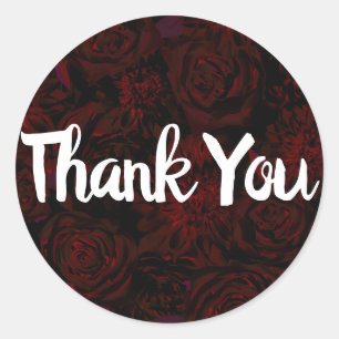 Adesivo Redondo Casamento Gótico de Flores Românticas Vermelhas do