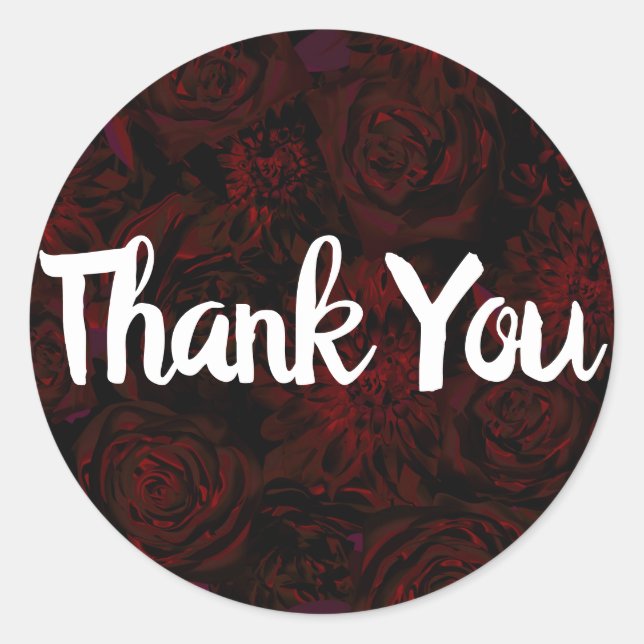 Adesivo Redondo Casamento Gótico de Flores Românticas Vermelhas do (Frente)