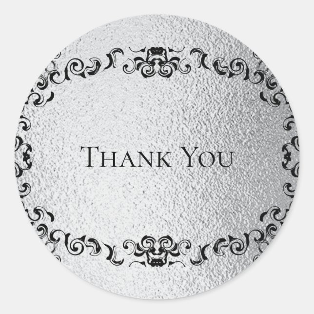 Adesivo Redondo Casamento Gótico de Silver e Black Swirl (Frente)