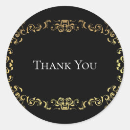 Adesivo Redondo Casamento Gótico Dourado e Negra