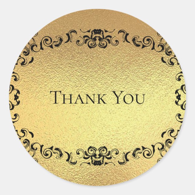 Adesivo Redondo Casamento Gótico Dourado e Negra (Frente)