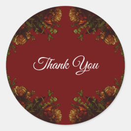 Adesivo Redondo Casamento Gótico Elegante de Queda Vermelha Laranj