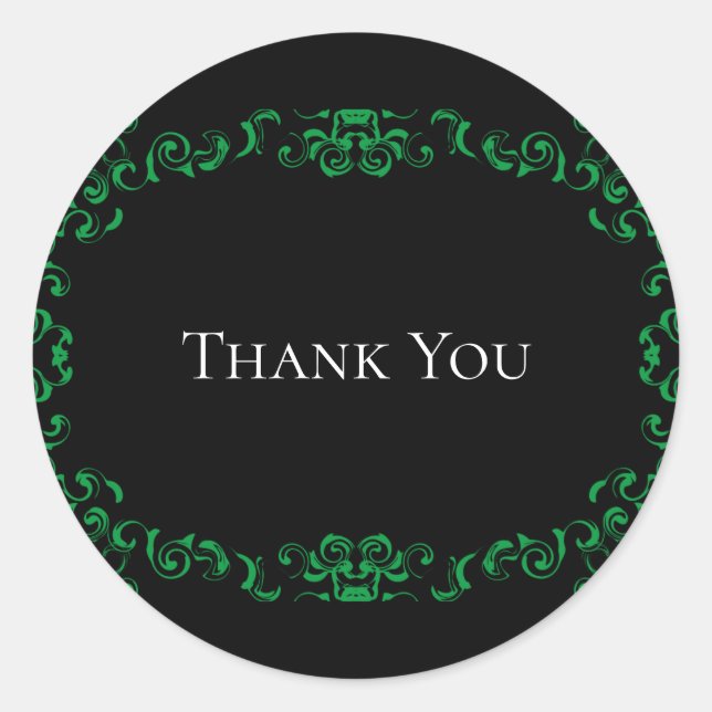 Adesivo Redondo Casamento Gótico Negra e Verde (Frente)