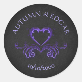 Adesivo Redondo Casamento Gótico Preto Roxo