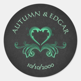Adesivo Redondo Casamento Gótico Preto Verde