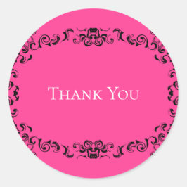 Adesivo Redondo Casamento Gótico Quente-Rosa e Negro