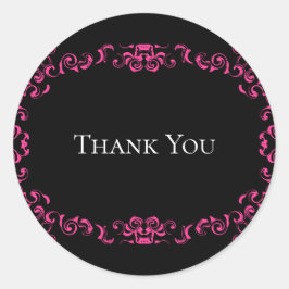 Adesivo Redondo Casamento Gótico Quente-Rosa e Negro