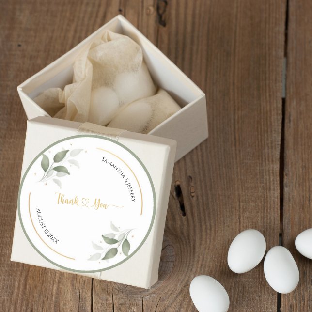 Adesivo Redondo Casamento Greenery Obrigado Por Personalizar (Criador carregado)