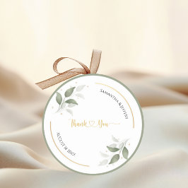 Adesivo Redondo Casamento Greenery Obrigado Por Personalizar