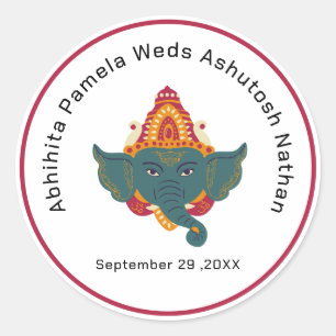 Adesivo Redondo  Casamento Hindu Ganesha