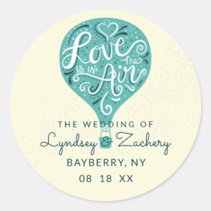 Adesivo Redondo Casamento indicado por letras do balão de ar