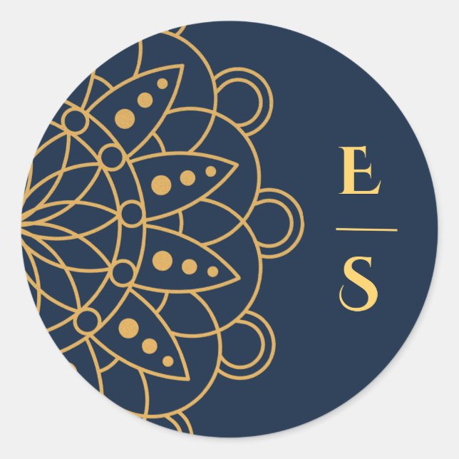 Adesivo Redondo Casamento Índio Elegante Rangoli (Frente)