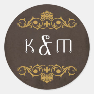 Adesivo Redondo Casamento industrial de Steampunk do vintage