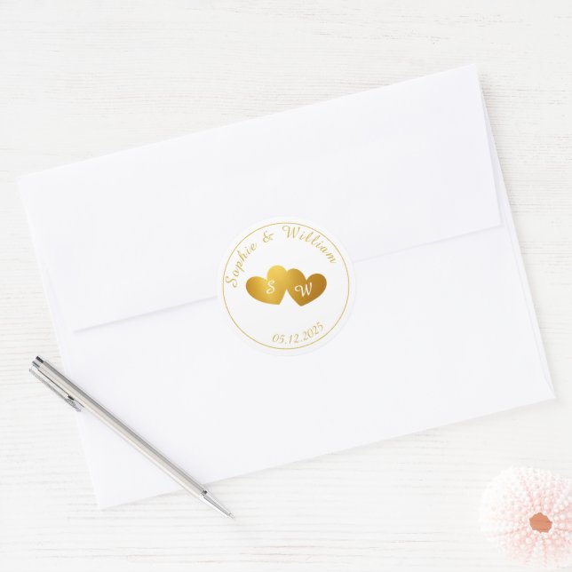 Adesivo Redondo Casamento Inicial de Casais Monogramas Personaliza (Envelope)
