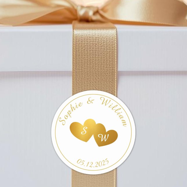 Adesivo Redondo Casamento Inicial de Casais Monogramas Personaliza (Custom Monogram Couples Initials Wedding Classic Round Sticker)