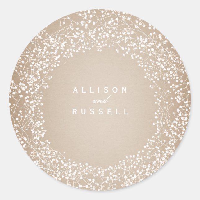 Adesivo Redondo Casamento inspirado no estoque de ar de bebê (Frente)