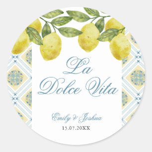 Adesivo Redondo Casamento italiano de limões La Dolce Vita