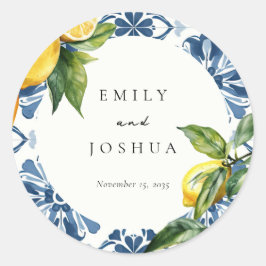 Adesivo Redondo Casamento Italiano Lemon Citrus Positano