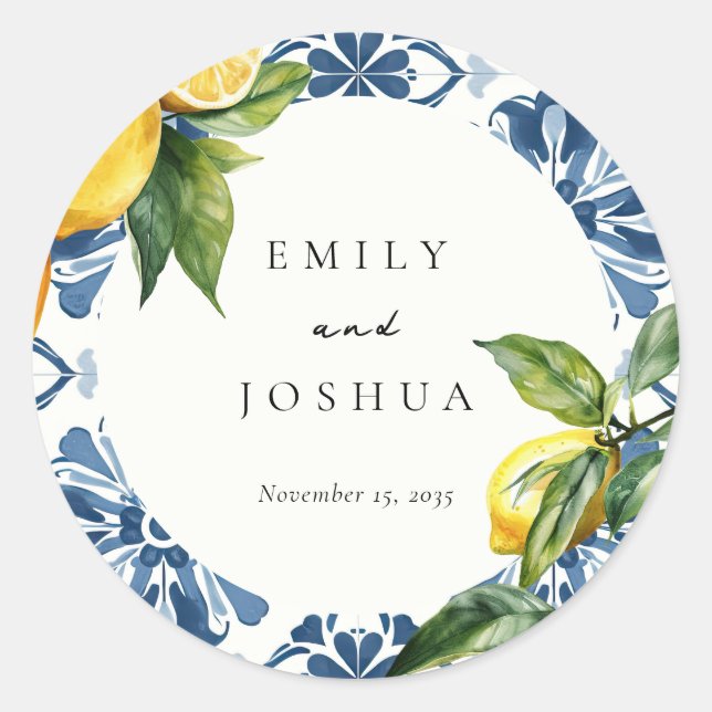 Adesivo Redondo Casamento Italiano Lemon Citrus Positano (Frente)