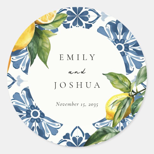Adesivo Redondo Casamento Italiano Lemon Citrus Positano (Frente)
