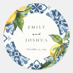 Adesivo Redondo Casamento Italiano Lemon Citrus Positano