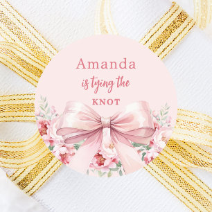 Adesivo Redondo Casamento laço rosa floral Chá de Noiva