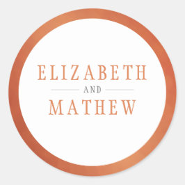 Adesivo Redondo Casamento Laranja de Cobre Branco Moderno