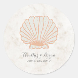 Adesivo Redondo Casamento Laranja Rustic Seashell