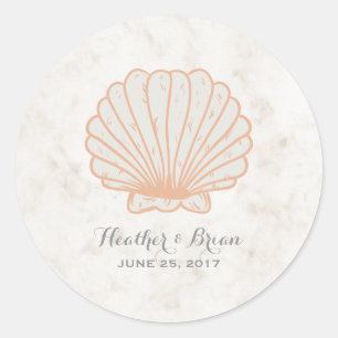 Adesivo Redondo Casamento Laranja Rustic Seashell