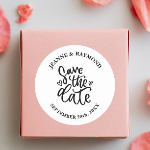 Adesivo Redondo Casamento limpo elegante personalizado Salve a dat