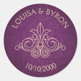 Adesivo Redondo Casamento Literário Burgundy, Geek da Biblioteca d