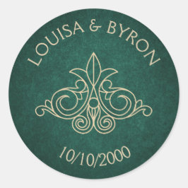 Adesivo Redondo Casamento Literário Verde Geek da Biblioteca do Li