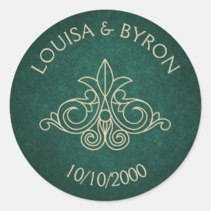 Adesivo Redondo Casamento Literário Verde Geek da Biblioteca do Li