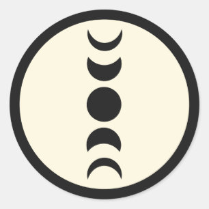 Adesivo Redondo Casamento Luxuoso Lunar Preto e Creme Fase Lunar 