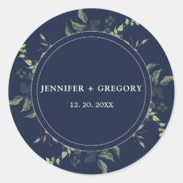 Adesivo Redondo Casamento marinho Azul Verde Botânico