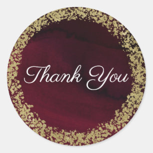 Adesivo Redondo Casamento marrom da aguarela moderna & Dourado