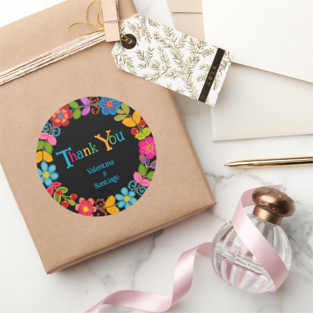 Adesivo Redondo Casamento mexicano moderno (Presentear)