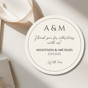 Adesivo Redondo Casamento minimalista bege moderno