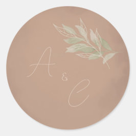 Adesivo Redondo Casamento Minimalista Boho Terracota