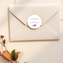 Adesivo Redondo Casamento Minimalista Clássico Rosa Pink