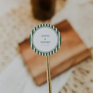 Adesivo Redondo Casamento Minimalista com Nomes do Noivo e da Noiv
