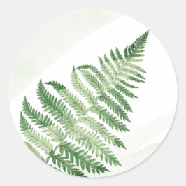 Adesivo Redondo Casamento Minimalista com Samambaia Verde