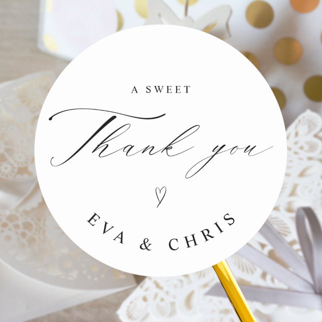 Adesivo Redondo Casamento Minimalista da Caligrafia (Criador carregado)