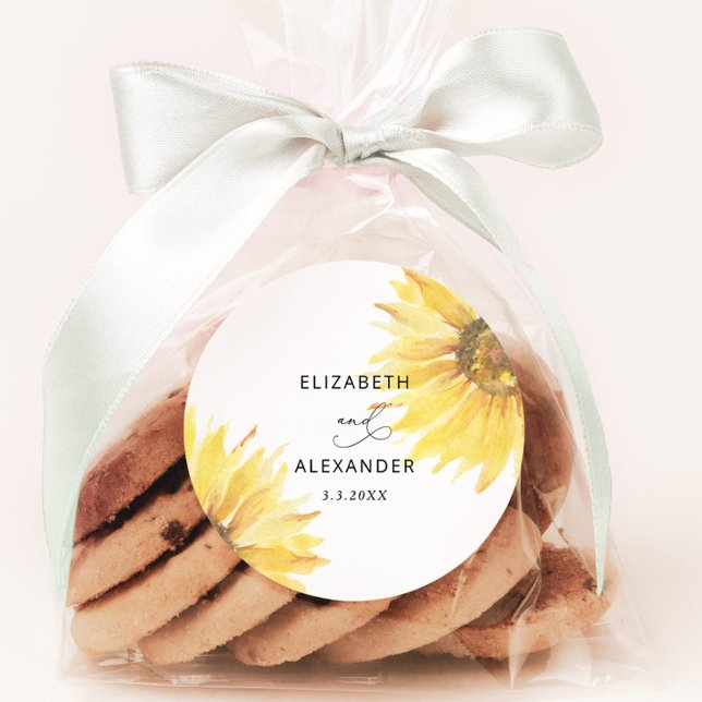 Adesivo Redondo Casamento minimalista de girassol (Criador carregado)