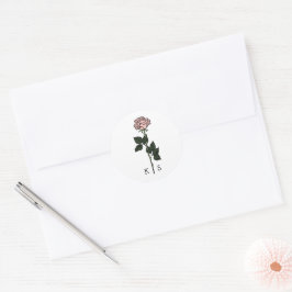 Adesivo Redondo Casamento Minimalista de Rosa Rosa Rosa Monograma