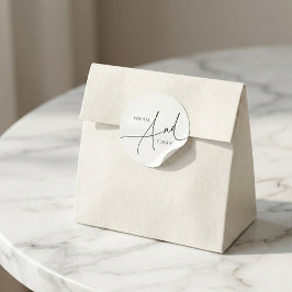 Adesivo Redondo Casamento Minimalista do Monograma de Caligrafia